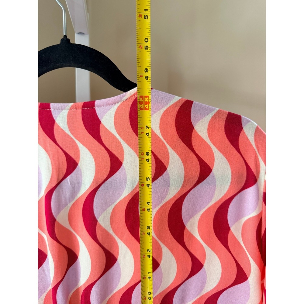 Nobody's Child Alexa Midi Dress Retro Wavy Print Pink Orange Size 16 (UK)/12 US - Picture 8 of 15